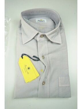 Giannetto Solid Blush Cotton Flannel Button Up Shirt 40 NEW